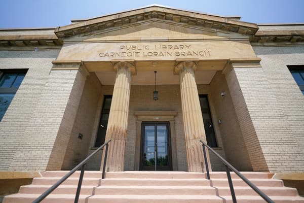 classical greek inspired public library building